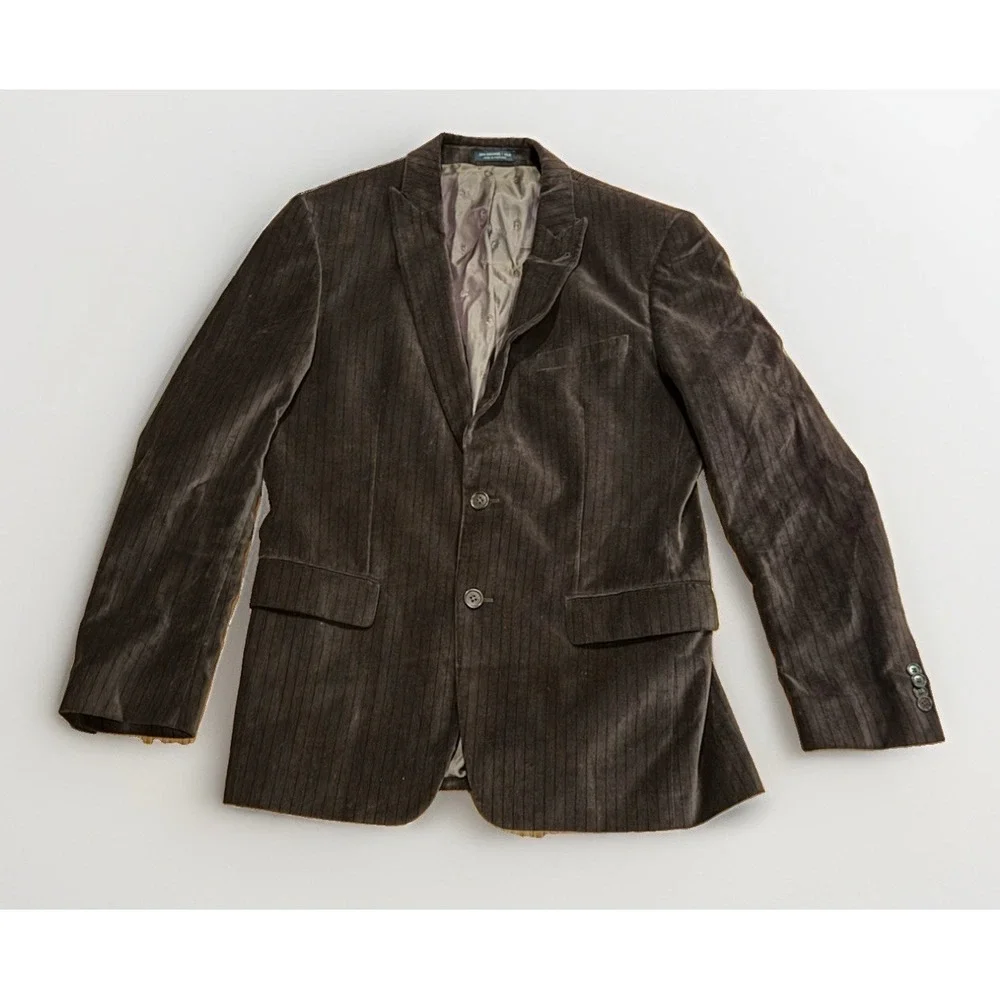 John Varvatos Chocolate Velvet Striped Blazer Sport Coat Jacket 40 Reg $1498